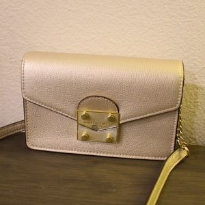 KARL LAGERFELD PARIS metallic gold crossbody bag